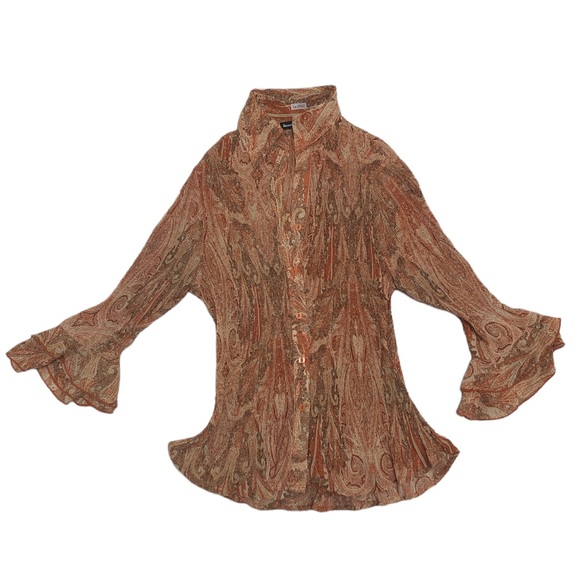 Pleated 70’s style ruffle blouse - Picture 2 of 2